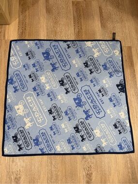 Coach Blue Logo Print Silk Scarf